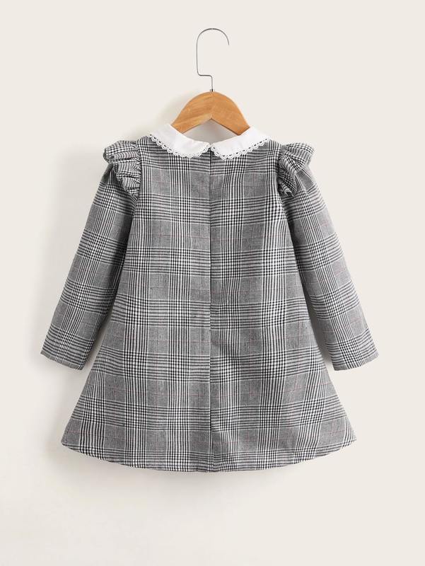 Little girl Prince of Wales Plaid doll neck dress SHE