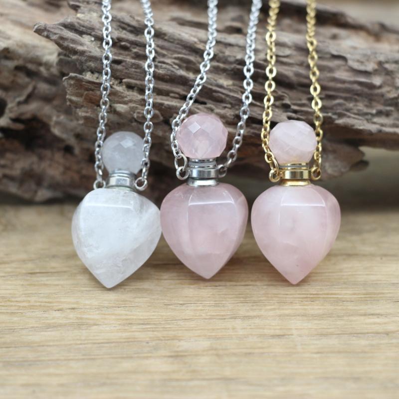 Pendant Necklaces Heart Shaped Rose Quartzs Essential Oil Vial Natural Crystal Amethysts Perfume Bottle Charm Jewelry QC1065Pendant
Pendant Necklaces Heart Shaped Rose Quartzs Essential Oil Vial Natural Crystal Amethysts Perfume Bottle Charm Jewelry QC1065Pendant