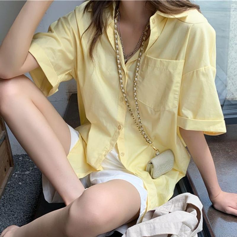 Women's Blouses & Shirts HziriP Chic Women Short Sleeves Retro Femme Solid Summer 2022 Loose Lady Streetwear All Match Casual OL Tops, Yellow
Women's Blouses & Shirts HziriP Chic Women Short Sleeves Retro Femme Solid Summer 2022 Loose Lady Streetwear All Match Casual OL Tops, Yellow