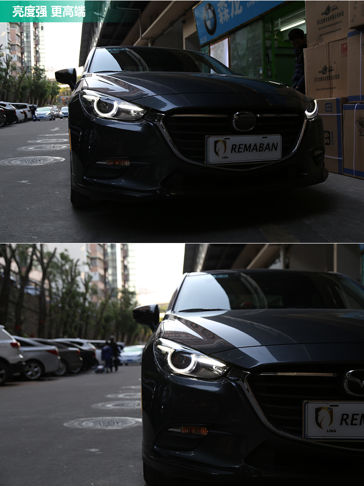 Head Light For Mazda 3 Axela LED Headlight 2014-18 LED Running Lights Angel Eye High Beam Lens Turn Signal Lamp