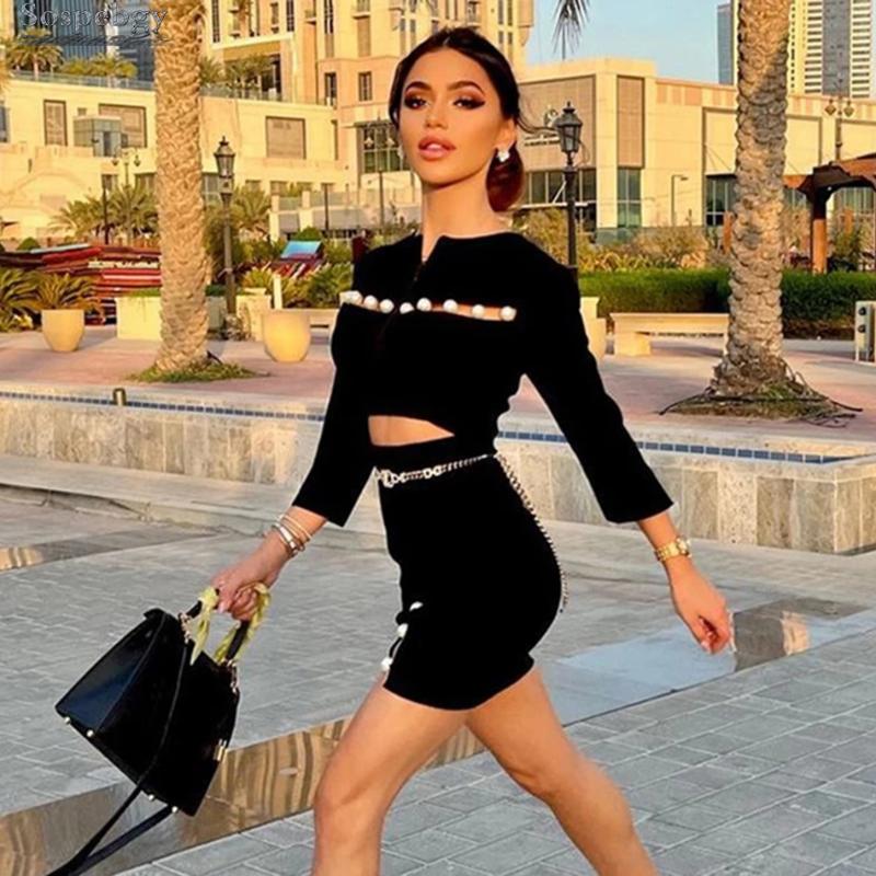 Casual Dresses 2022 Spring Luxury Ladies Suit Hollow Beaded Bodycon Mini Fashion Elegant Party Bandage Skirt Set Women, Black
Casual Dresses 2022 Spring Luxury Ladies Suit Hollow Beaded Bodycon Mini Fashion Elegant Party Bandage Skirt Set Women, Black