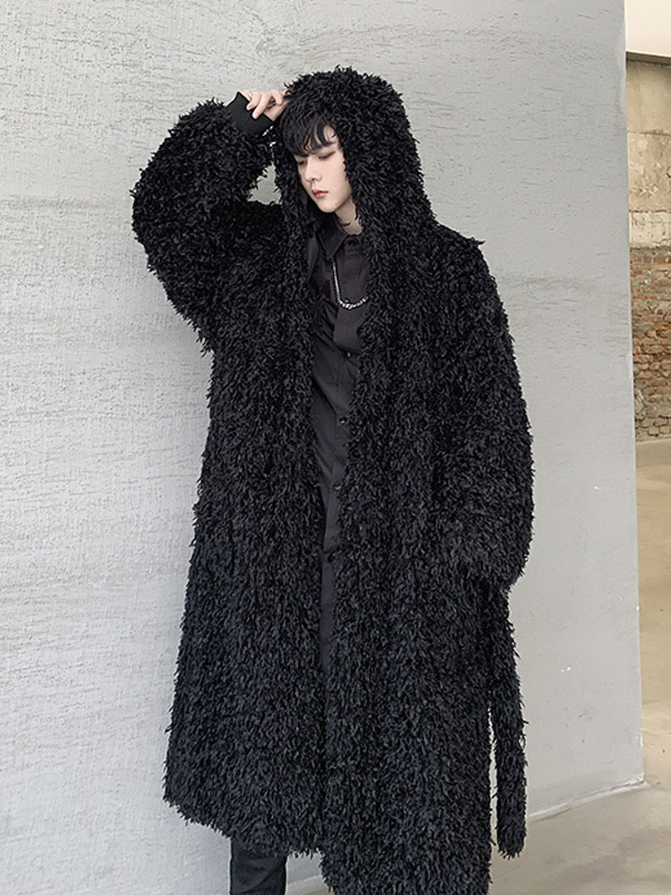 Men's Trench Coats Men Feather Tassel Loose Casual Long Hooded Trench Jacket Halloween Male Streetwear Gothic Cloak Belt Cardigan Coat Outerwear 