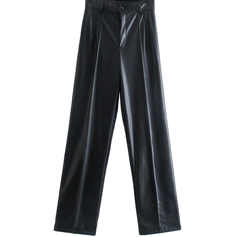 TRAF Women Fashion Faux Leather Straight Pants Vintage High Waist Zipper Fly Female Trousers Mujer 220813, As picture
TRAF Women Fashion Faux Leather Straight Pants Vintage High Waist Zipper Fly Female Trousers Mujer 220813, As picture