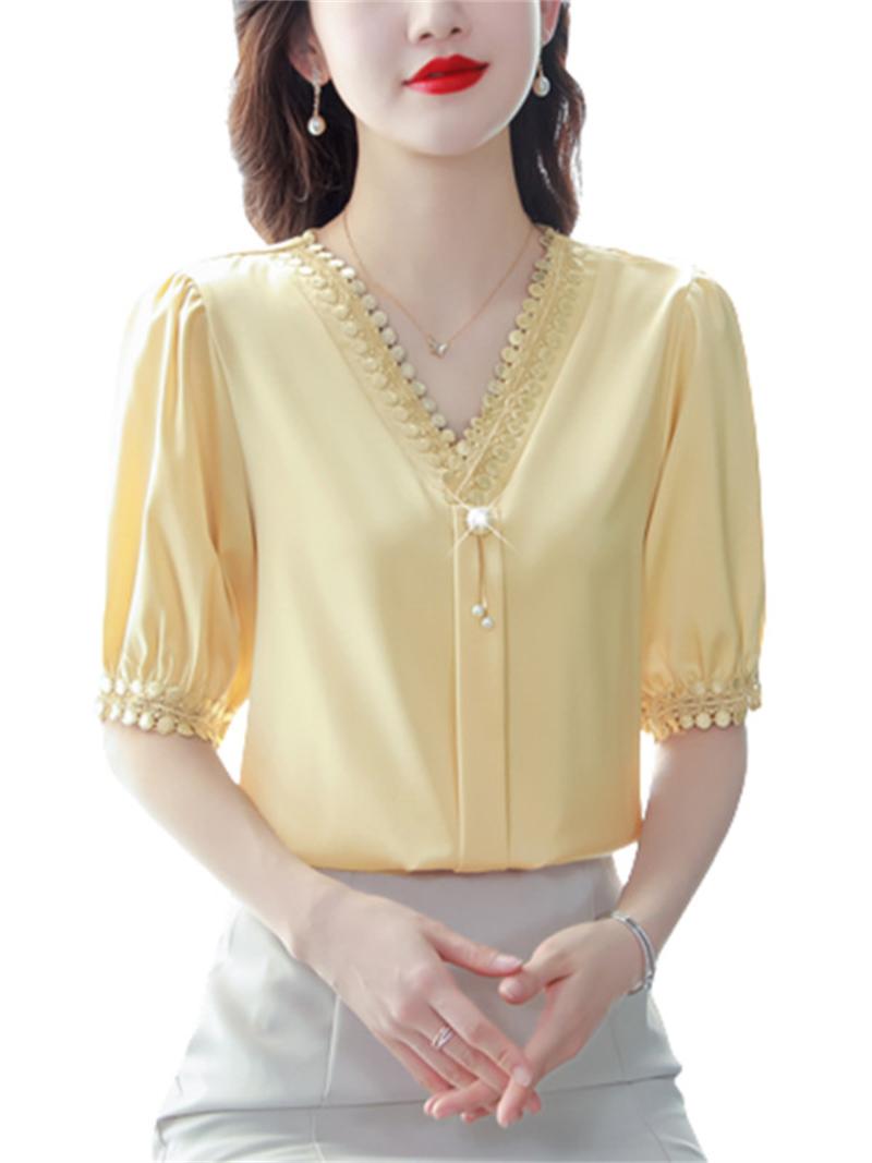 Women' Blouses & Shirts Women Spring Summer Lady Fashion Casual Half Sleeve V-Neck Collar Solid Color Blusas Tops CT0206Women, Pink
Women' Blouses & Shirts Women Spring Summer Lady Fashion Casual Half Sleeve V-Neck Collar Solid Color Blusas Tops CT0206Women, Pink