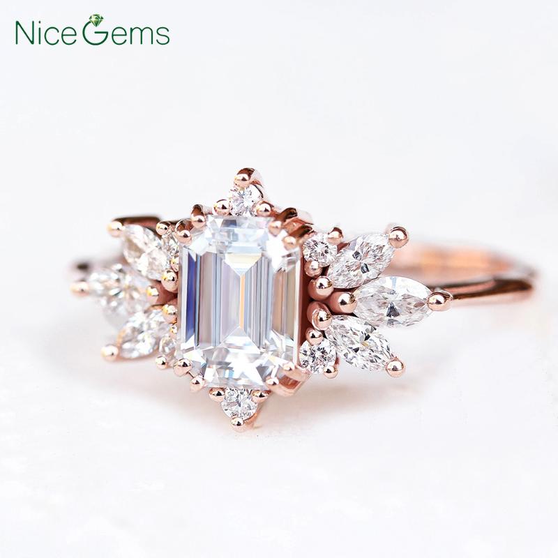 Cluster Rings NiceGems Solid 14K Rose Gold Center 7x5mm Emerald Cut Moissanite Engagement Ring With Round & Marquise Moissainite Accents
Cluster Rings NiceGems Solid 14K Rose Gold Center 7x5mm Emerald Cut Moissanite Engagement Ring With Round & Marquise Moissainite Accents