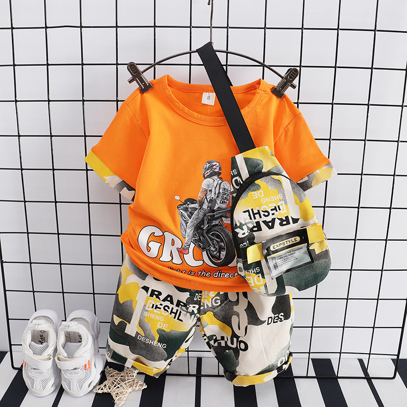 Boys Clothing Summer Baby Girls Clothes Children Sport T-Shirt+Shorts+Bag 2Pcs/Sets Toddler Fashion Costume Kids Tracksuits 220509