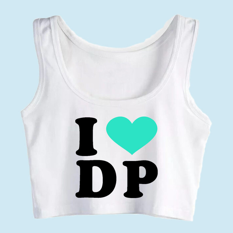 Crop Top Sport I Love Dp Summer White Print Tops Women 220325