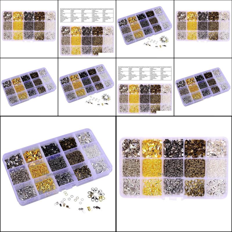 Clasps Hooks Jewelry Findings Components Set Diy Beading Making Kit With Lobster Jump Ring Dh4Sa
