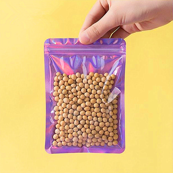 100PCS Anti Oxidation Jewelry Earrings Packaging Bags Resealable Clear Front Holographic Laser Trinkets Phone Case Bracelets E-cigarettes Gifts Storag