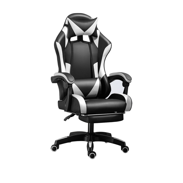 Furniture PU gaming chair swivel recliner with adjustable backrest and seat height high back footrest chair 360° suitable for office