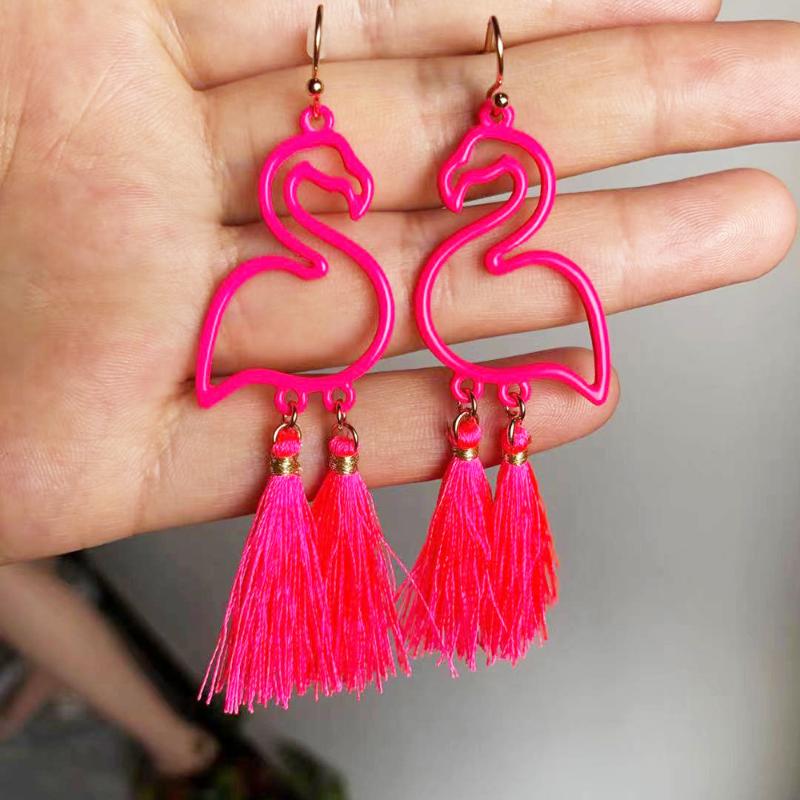 Dangle & Chandelier Two Heads Tassel Hollowed-out Rose Pink Flamingo Drop Earrings Friendship GIft JewelryDangle 
Dangle & Chandelier Two Heads Tassel Hollowed-out Rose Pink Flamingo Drop Earrings Friendship GIft JewelryDangle