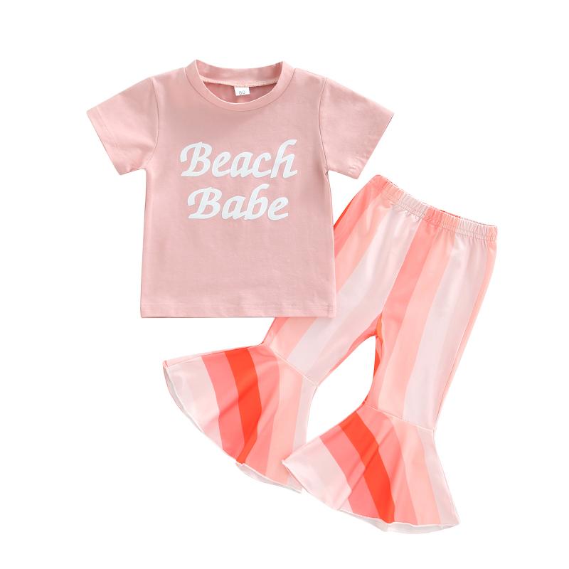 Clothing Sets 0-4Y Cute Kids Girl Pink BEACH BABE Letter Print Short Sleeve T-shirt Striped Flare Pants Summer Outfits 2pcs SetClothing, As pic
Clothing Sets 0-4Y Cute Kids Girl Pink BEACH BABE Letter Print Short Sleeve T-shirt Striped Flare Pants Summer Outfits 2pcs SetClothing, As pic