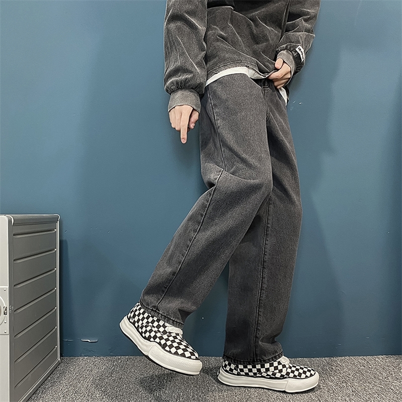 Jeans HitamBiruPutih Jeans Longgar Kasual Fashion Pria Celana Panjang Denim Lurus HipHop Longgar Streetwear Pria S2XL 220817