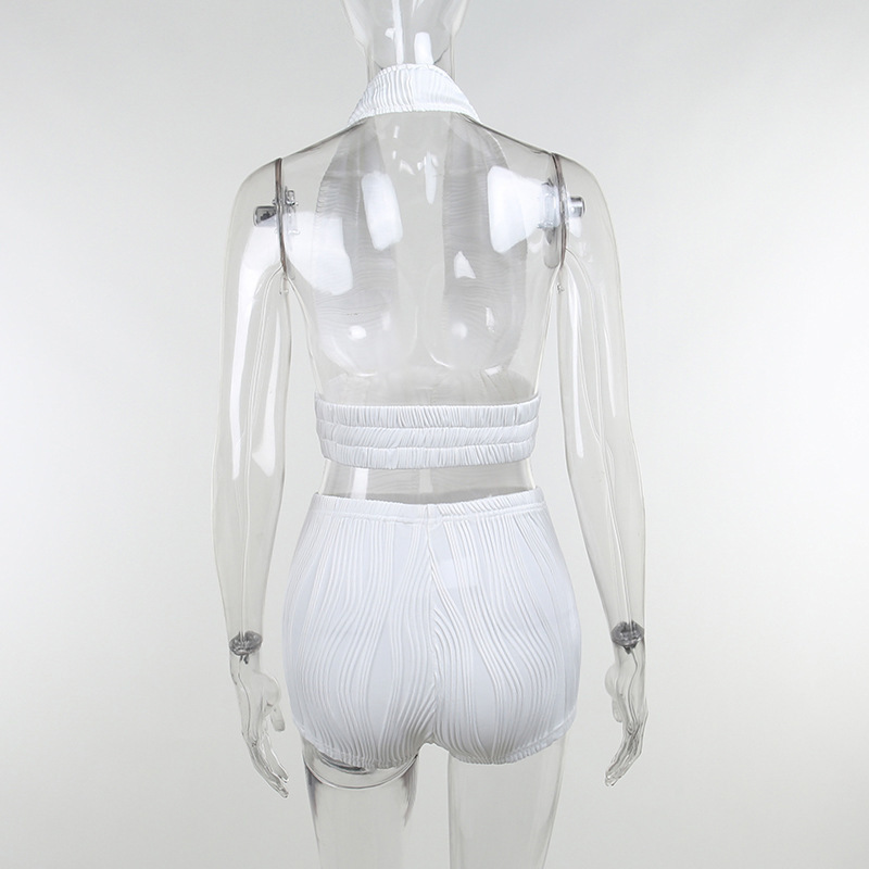 Adogirl Sexy Halter Backless Crop Top Shorts Two Piece Set Solid Women Summer Sexy Club Matching Y2k Outfits 220602