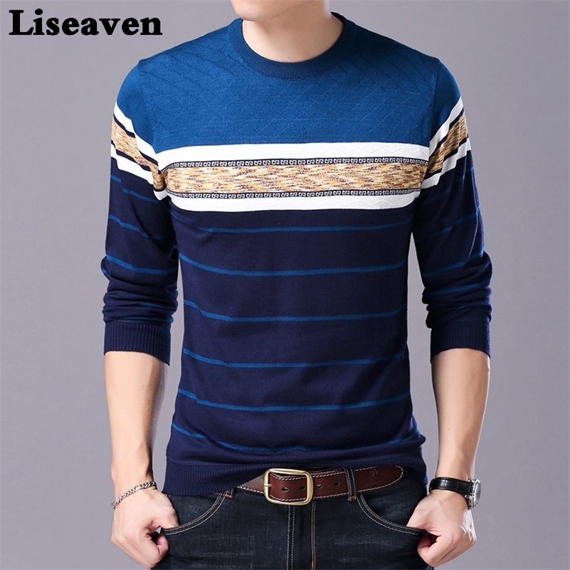 Men's Sweaters Liseaven Men Sweater O-Neck Casual Striped Sweaters Autumn Winter Brand Mens Pullovers 220826, Blue
Men's Sweaters Liseaven Men Sweater O-Neck Casual Striped Sweaters Autumn Winter Brand Mens Pullovers 220826, Blue