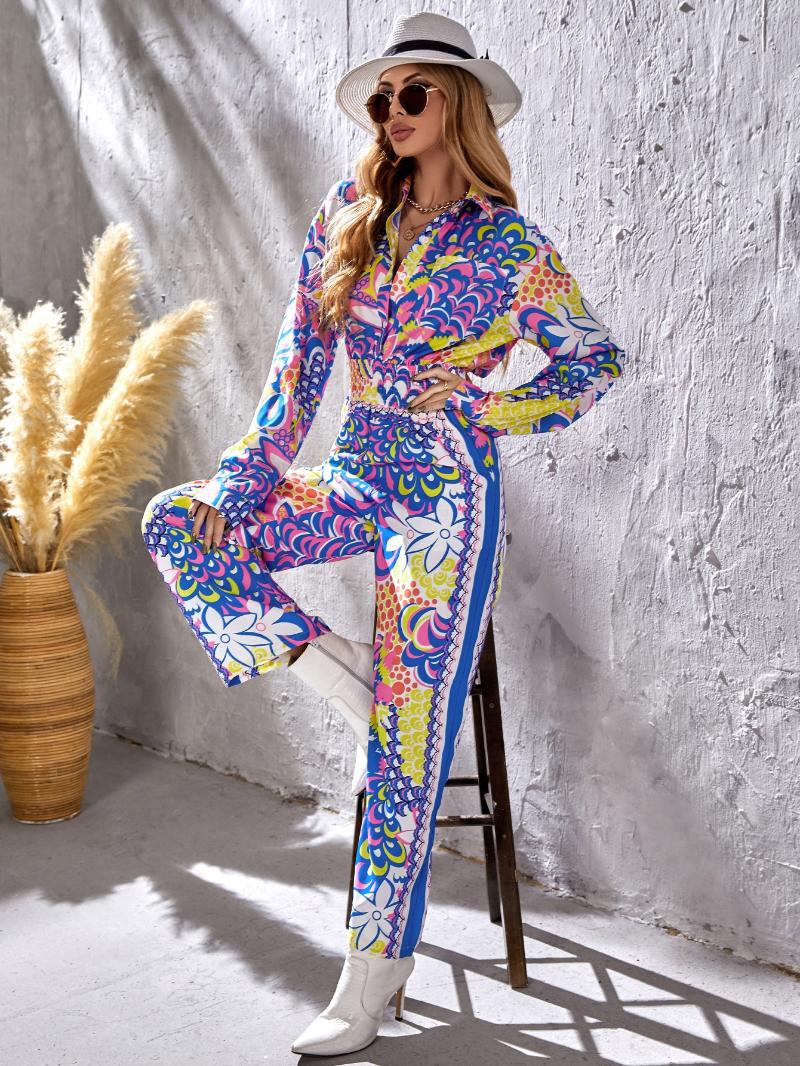 Women' Two Piece Pants Floral & Fish Scales Print Shirred Jumpsuit Multicolor Boho Women Spring Fall Long Sleeve High Waist JumpsuitWom, Multi
Women' Two Piece Pants Floral & Fish Scales Print Shirred Jumpsuit Multicolor Boho Women Spring Fall Long Sleeve High Waist JumpsuitWom, Multi
