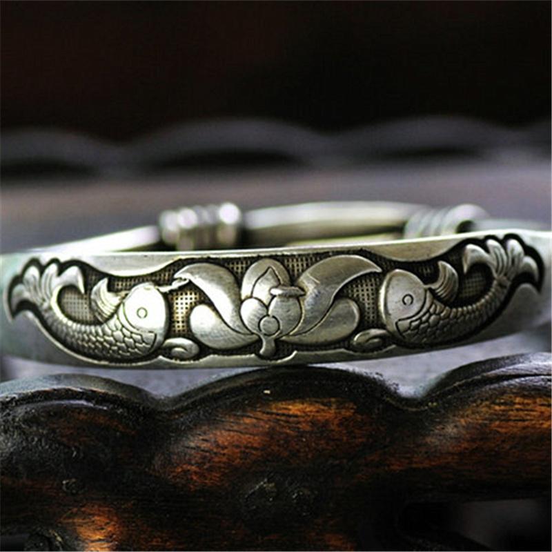 Bangle Tibetan Lucky Lotus And Fishes Adjustable Traditional Miao Ethnic Jewelry BB-268
Bangle Tibetan Lucky Lotus And Fishes Adjustable Traditional Miao Ethnic Jewelry BB-268