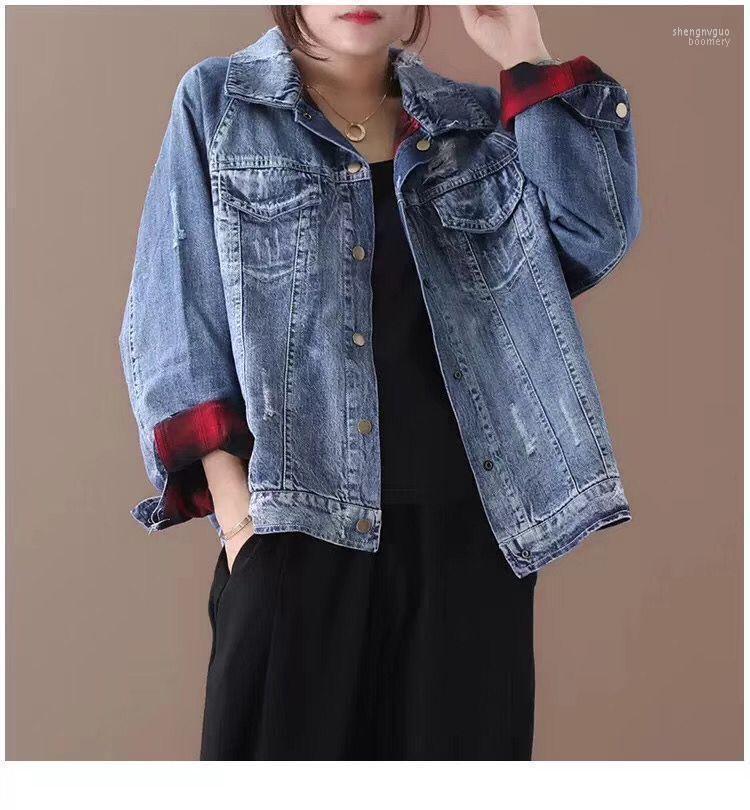 Women's Jackets Fashionable Two-sided Wear Denim Jacket 2022 Autumn Washed Cardigan Female Casual Plaid Shirt On Both Top, Photo color
Women's Jackets Fashionable Two-sided Wear Denim Jacket 2022 Autumn Washed Cardigan Female Casual Plaid Shirt On Both Top, Photo color