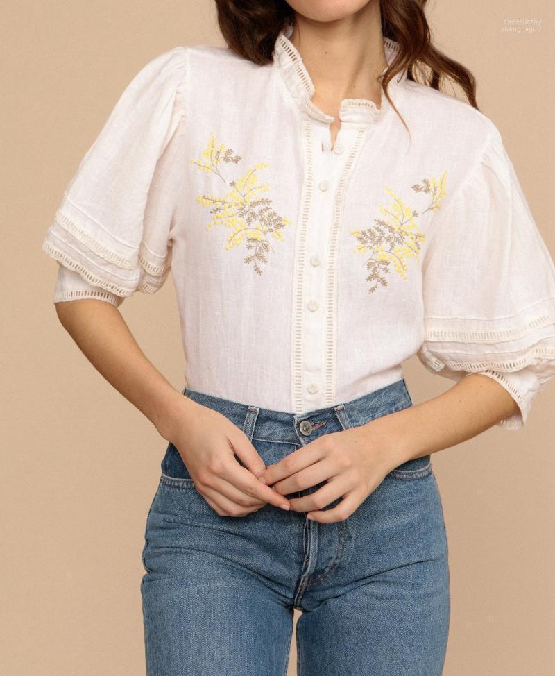 Women' Blouses & Shirts Women Shirt 2022 Spring And Summer Style Pastoral Exquisite Floral Embroidery Puff Sleeve Single-breasted Chee22, White
Women' Blouses & Shirts Women Shirt 2022 Spring And Summer Style Pastoral Exquisite Floral Embroidery Puff Sleeve Single-breasted Chee22, White