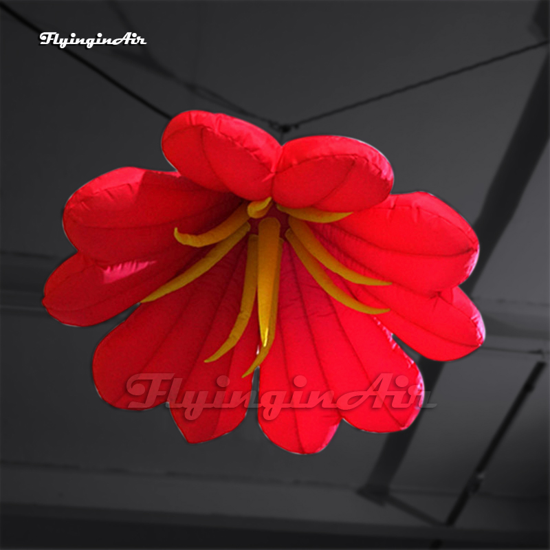 Beautiful Large Illuminated Inflatable Lily Flower Balloon With LED Light For Musical Theater Stage Decoration