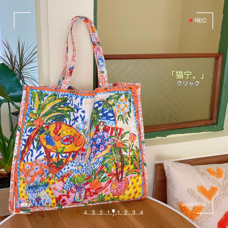 Niche Design Double Sided Printed Canvas Bag Commuter Large Capacity Shoulder Bag Handbag
Niche Design Double Sided Printed Canvas Bag Commuter Large Capacity Shoulder Bag Handbag