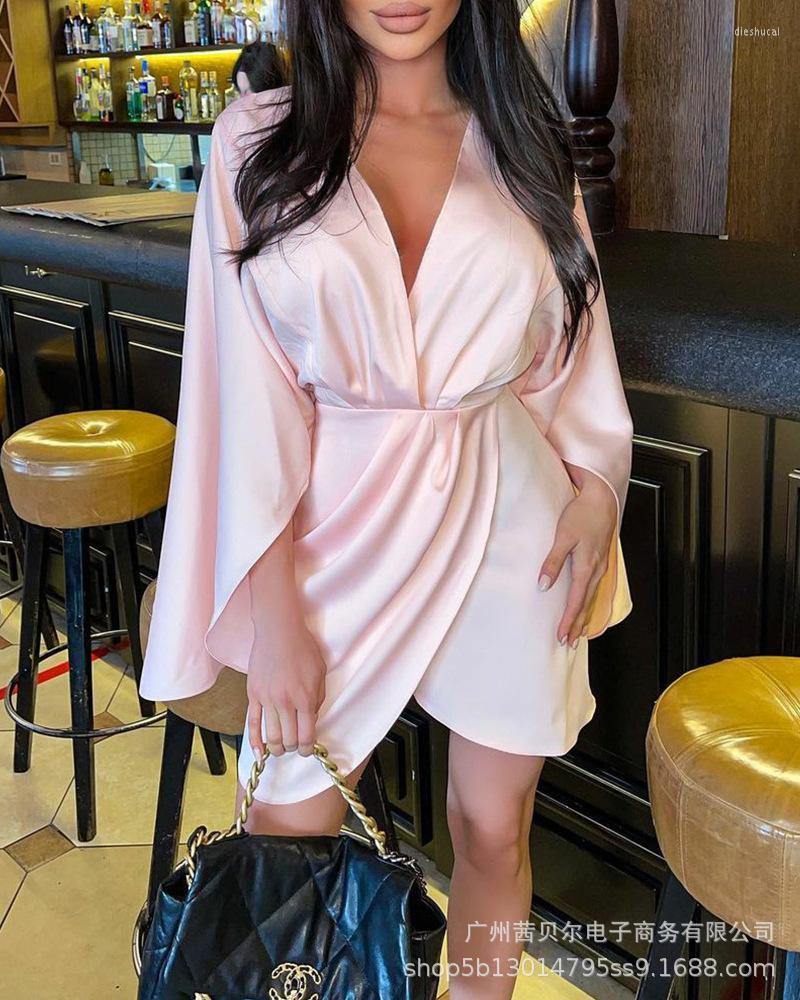 Casual Dresses Women' Clothing Full Flared Sleeve Pleated Satin Dress High Waist Sexy Fashion Solid Color V Neck Women Mini, Pink
Casual Dresses Women' Clothing Full Flared Sleeve Pleated Satin Dress High Waist Sexy Fashion Solid Color V Neck Women Mini, Pink