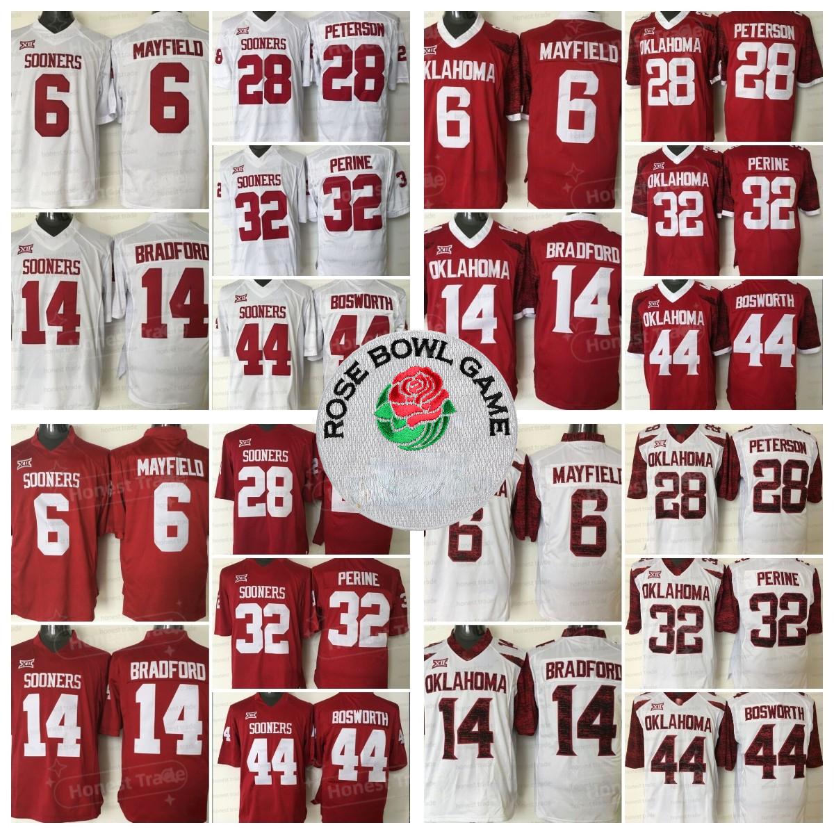 NCAAOklahoma Sooners 28 Adrian Peterson Football Jersey 32 Samaje Perine 14 Sam Bradford 6 Baker Mayfield 44 Brian Bosworth Red White, Men;as
NCAAOklahoma Sooners 28 Adrian Peterson Football Jersey 32 Samaje Perine 14 Sam Bradford 6 Baker Mayfield 44 Brian Bosworth Red White, Men;as