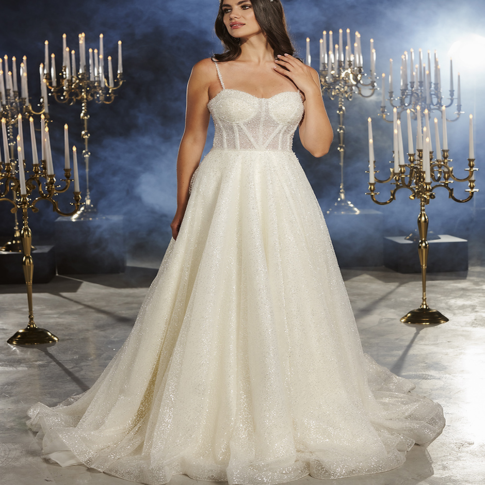 Glitter Sequin Wedding Dress Boho 2022 Sexy Spaghetti Straps A Line Backless Bohemian Wedding Dresses Bling Women Robe De Mariage Vestido Novia Garden