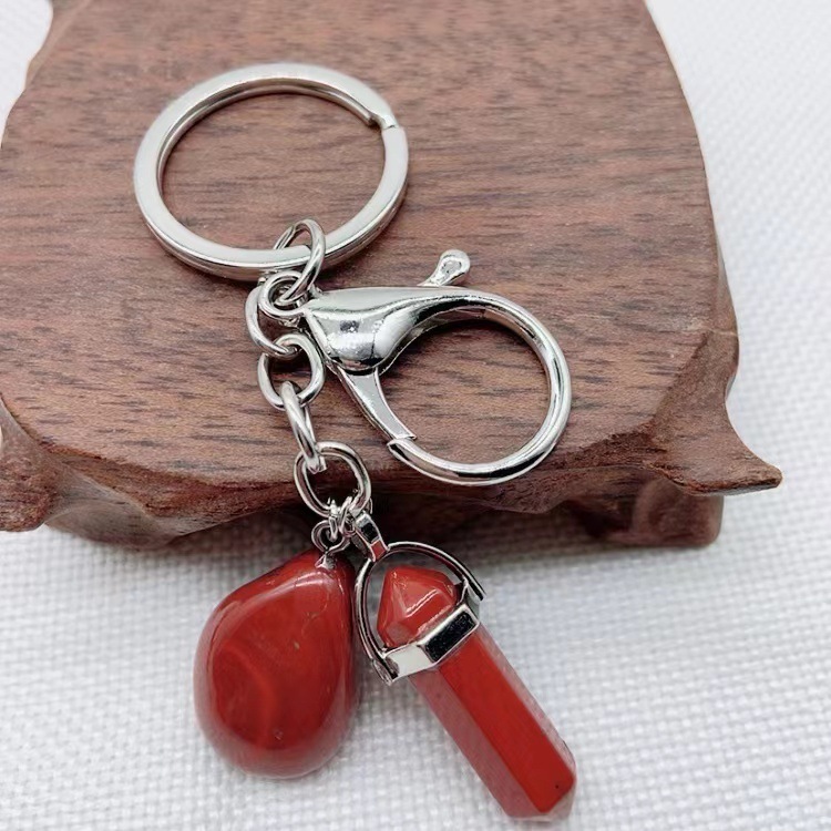 En Naturelle Créative Colonne Hexagonale Pierre Aléatoire Combinaison Porte-clés Voiture Suspendu Bijoux à Bricoler Soi-même