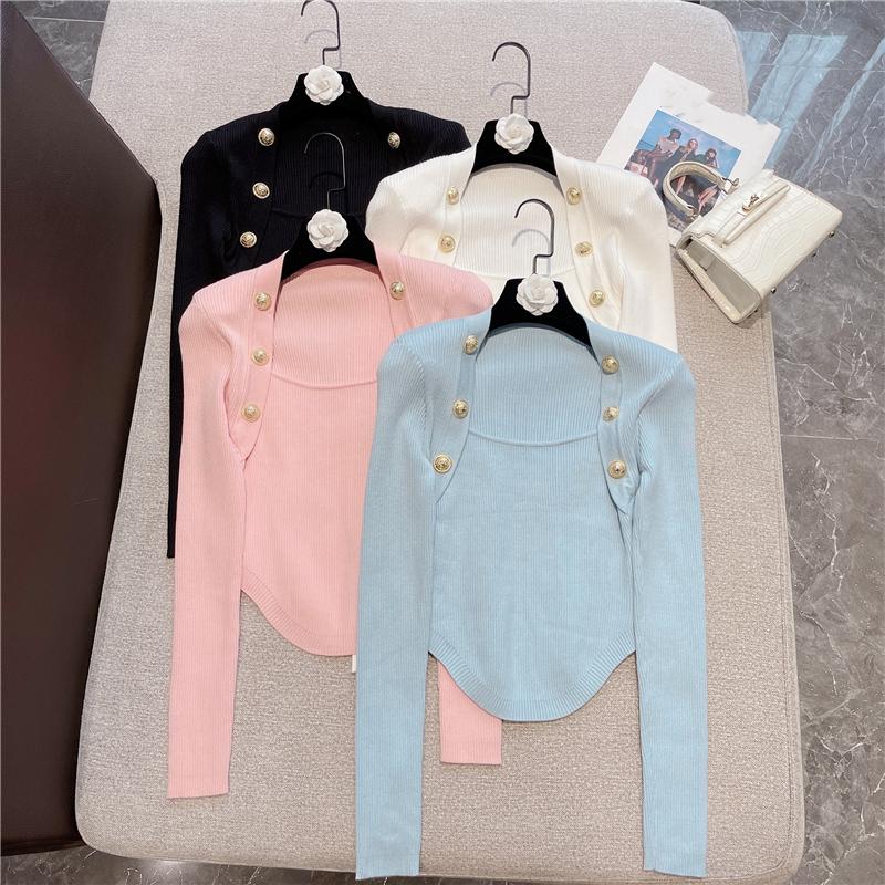 Women's Sweaters High Quality Fashion Women Autumn Winter Elegant Sweet Foreign Stretch U-Neck Long-Sleeved Copper Buckle Knitted Sweater To, Black
Women's Sweaters High Quality Fashion Women Autumn Winter Elegant Sweet Foreign Stretch U-Neck Long-Sleeved Copper Buckle Knitted Sweater To, Black