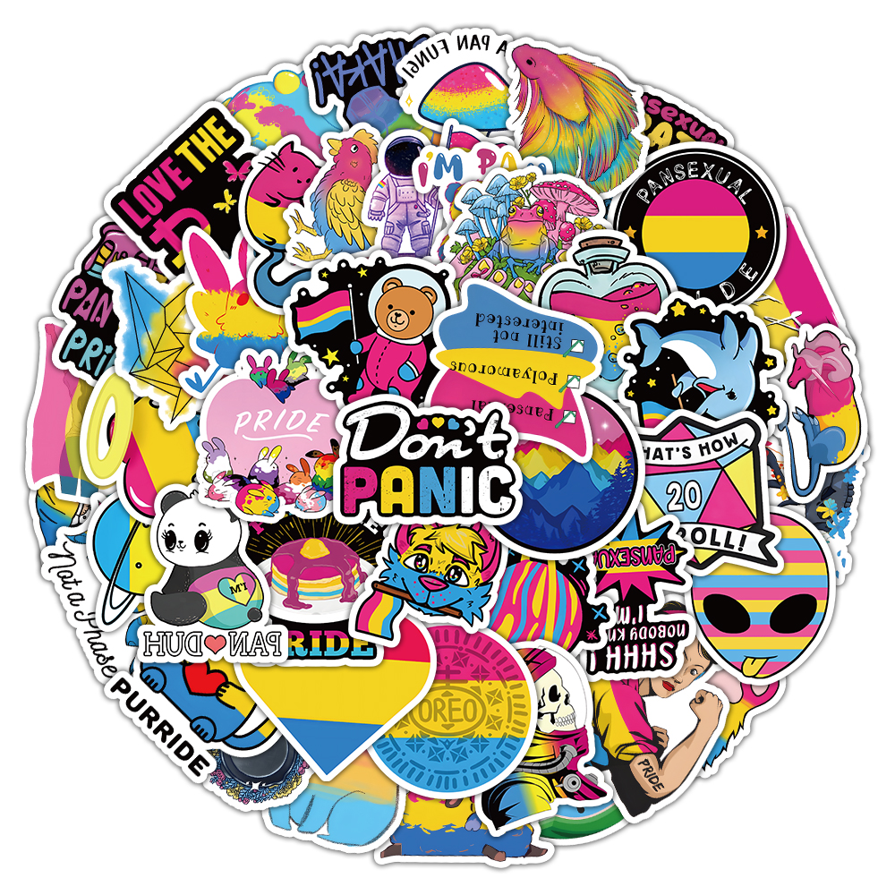 63Pcs Pansexual Pride Stickers Graffiti Kids Toy Skateboard car Motorcycle Bicycle Sticker Decals Wholesale