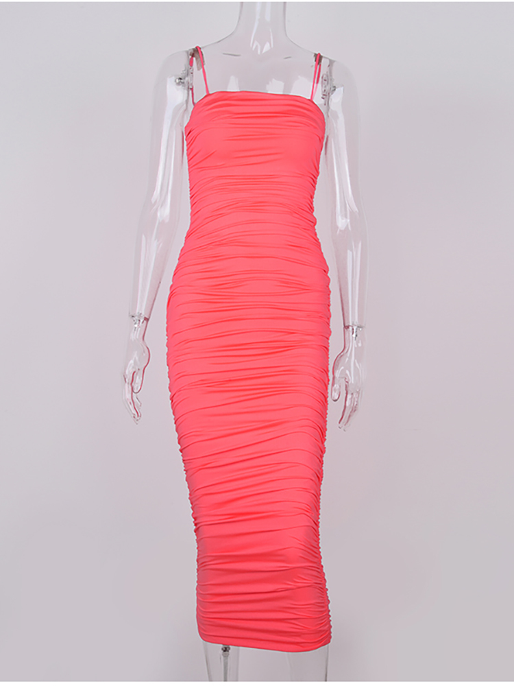 Asia 2 Layers White Summer Dress Women Elegant Straps Ruched Maxi Dress Pink Long Dress Sexy Dresses Party Night Robe 220511