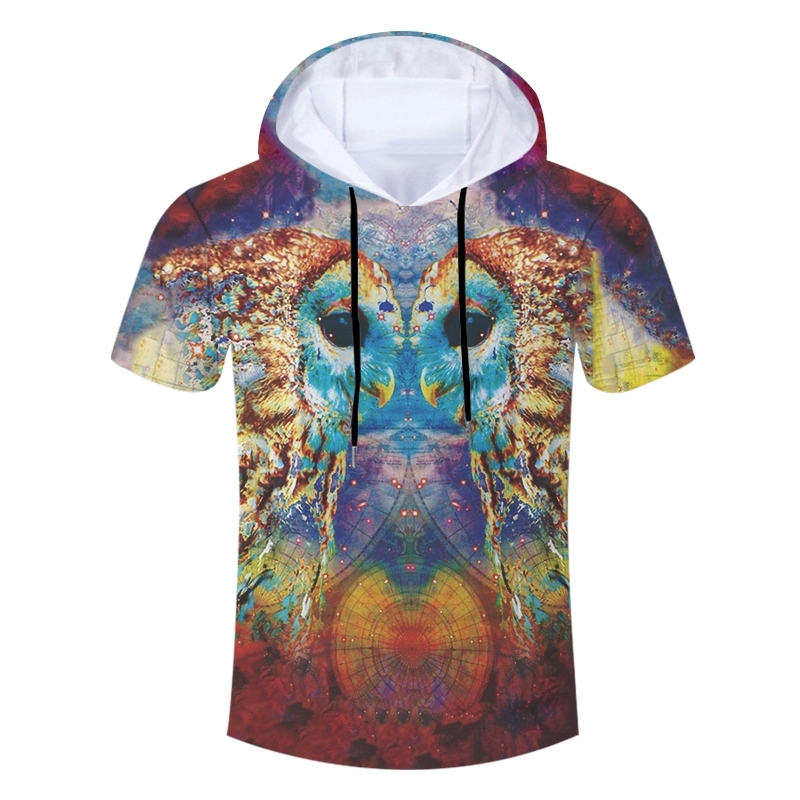 Mens Shirts Casual Colored Owl Hooded Tshirt Drop Summer China 3D T Shirt Suppliers Wholesale 220623