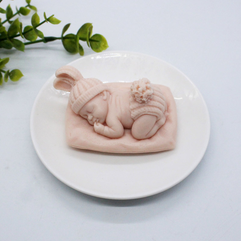 1 Pcs 3d Sleeping Baby Silicone Chocolate Candy Fondant Mold Handmade Soap Candle Plaster Resin Making Tool 220611
