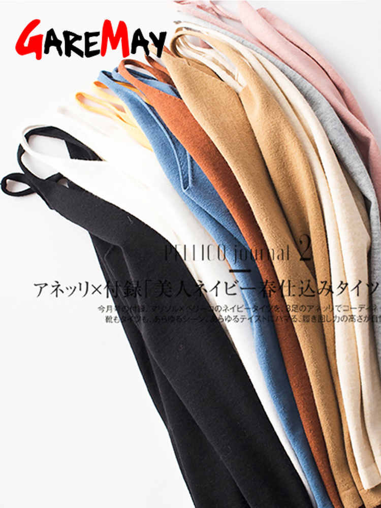 GareMay Women Knitting spaghetti Strap Top Halter V Neck Camisole Women'S Basic Casual Sleeveless knited Tank Tops Summer Female 220325