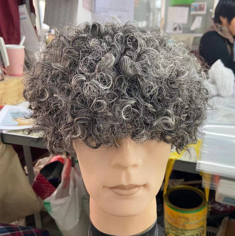 Real Human Natural silver short bob wigs with bangs grey non lace salt and pepper gray afro kinky curly brazilian human hair wigs factory wholesale