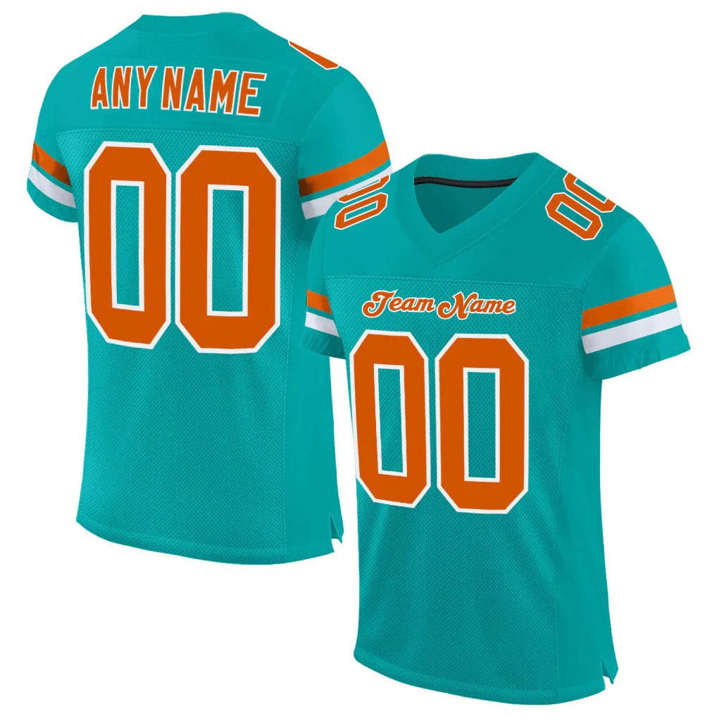 Custom Aqua Texas Orange-White Mesh Authentic Football Jersey, Kids size s-xl
Custom Aqua Texas Orange-White Mesh Authentic Football Jersey, Kids size s-xl