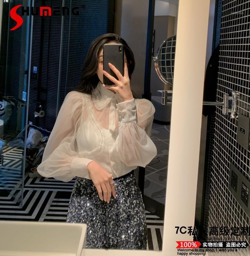 Women' Blouses & Shirts 21 Spring Summer Ladies Elegant Fairy Design Lace Shirt Women Sweet Beaded Puff Sleeve Chiffon Blusas Fashion Butto, White (free sling)
Women' Blouses & Shirts 21 Spring Summer Ladies Elegant Fairy Design Lace Shirt Women Sweet Beaded Puff Sleeve Chiffon Blusas Fashion Butto, White (free sling)