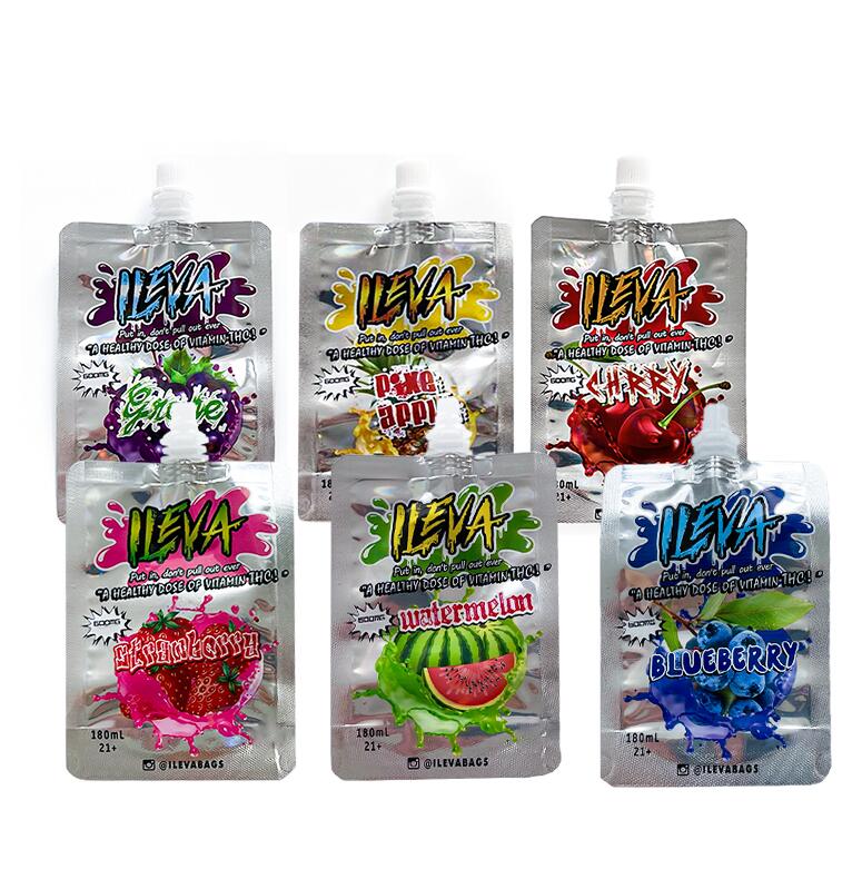 ILEVA 600mg 180ml Liquid spout top packing bag mylar resealable edibles aluminum foil composite flexible packaging bags self-supporting suction nozzle juice bag
ILEVA 600mg 180ml Liquid spout top packing bag mylar resealable edibles aluminum foil composite flexible packaging bags self-supporting suction nozzle juice bag