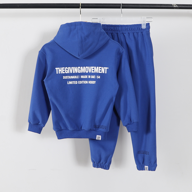100% Cotton Kids Hooded Sweatshirts Track Pants Two Piece Set Tracksuits Children Sweatsuits Solid Sports Hoodie Autumn Clothing 220815