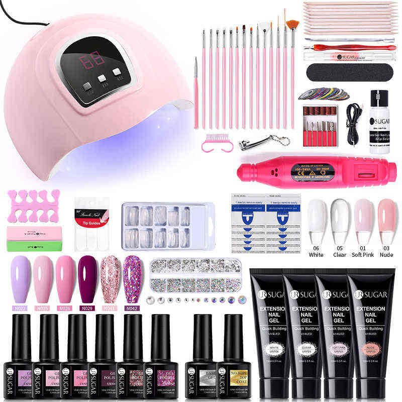 NXY Nail Gel Set Uv Led Lamp Dryer with 6pcs Polish Kit Soak Off Manicure Tools Electric Drill Tool 0328