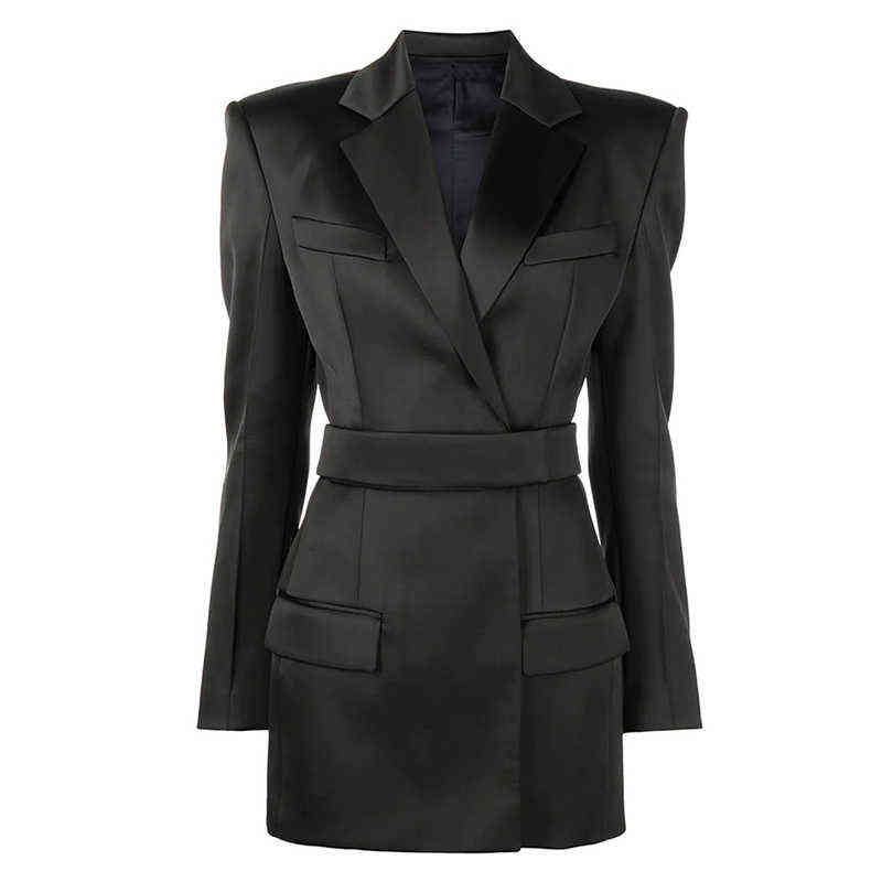 Satin Blazer Dress With Belt Pink Black Suit 2022 New Designer Temperament Bright Satin Long Sleeves Mini Dress High Quality J220813
Satin Blazer Dress With Belt Pink Black Suit 2022 New Designer Temperament Bright Satin Long Sleeves Mini Dress High Quality J220813