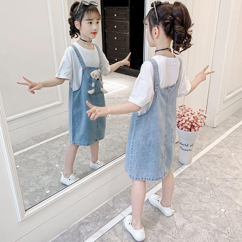 Clothing Sets Summer Girls Jeans Dresses Kids Girl Bear T-shirt Strap Dress 2pcs Suit Children Short Sleeved Top SetClothing, White
Clothing Sets Summer Girls Jeans Dresses Kids Girl Bear T-shirt Strap Dress 2pcs Suit Children Short Sleeved Top SetClothing, White