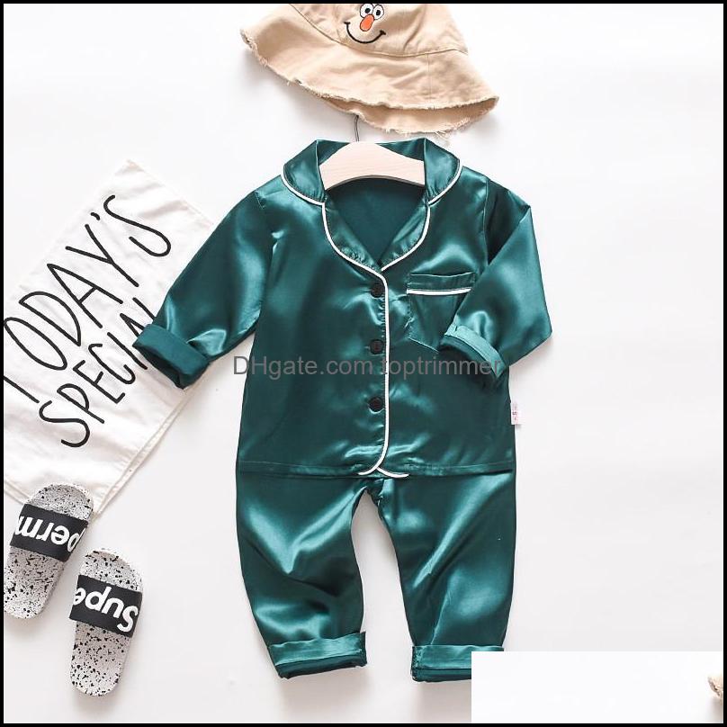 Autumn Childrens Pajamas Set Baby Boy Girl Clothes Casual Long Sleeve Sleepwear Kids Tops Pants Toddler Clothing Sets Drop Delivery 2021 B