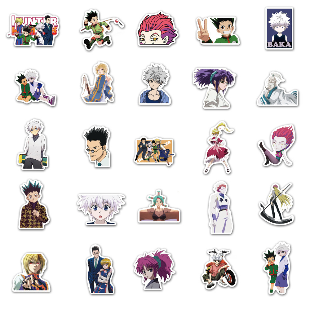 Cool 50/100pcs anime stickers hunter x hunter for guitar portable phone case motorcycle cool cartoon graffiti vinyl decal kids toys