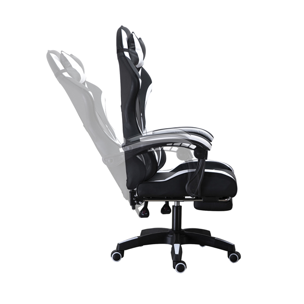 Furniture PU gaming chair swivel recliner with adjustable backrest and seat height high back footrest chair 360° suitable for office