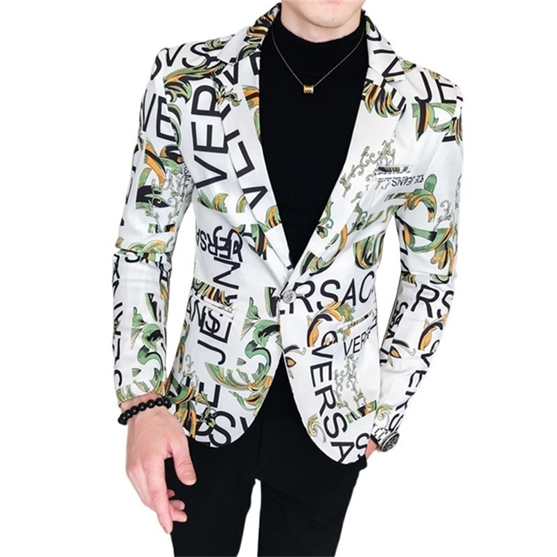 Spring and Autumn Fashion Men's Casual Letter Printing Long Sleeve Slim Suit Blazers Jacket Coat 220425, White
Spring and Autumn Fashion Men's Casual Letter Printing Long Sleeve Slim Suit Blazers Jacket Coat 220425, White