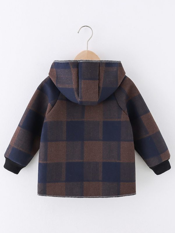Toddler Boys Plaid Thermal Lined Hooded Coat SHE