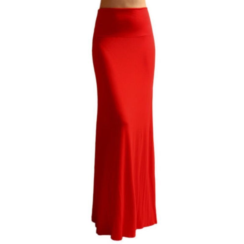 Ladies Women High Waist Flare Fishtail Maxi Long Skirt Solid Color Pleated Package Hip Evening Beach Party A-Line Pencil 220317