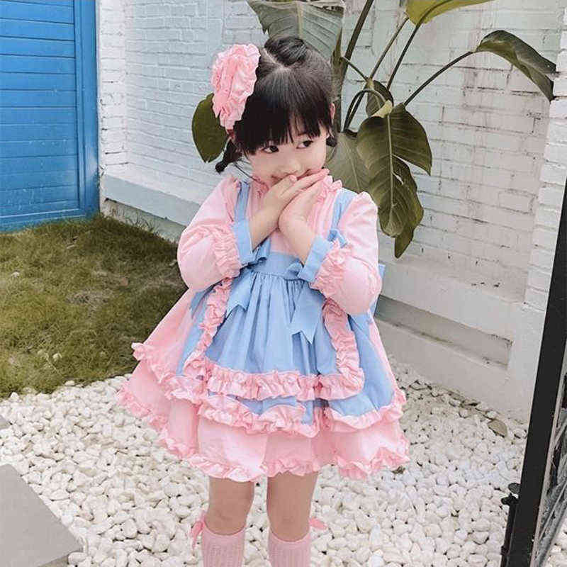 kids Dress 1-6Y Baby Girl dresses Autumn winter Pink Gown Vintage Spanish Turkish Lolita Princess Dress for Girl Birthday Party Y220510